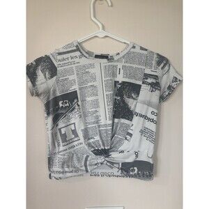 Newspaper Crop Top Gemstone Size 10 Women's White